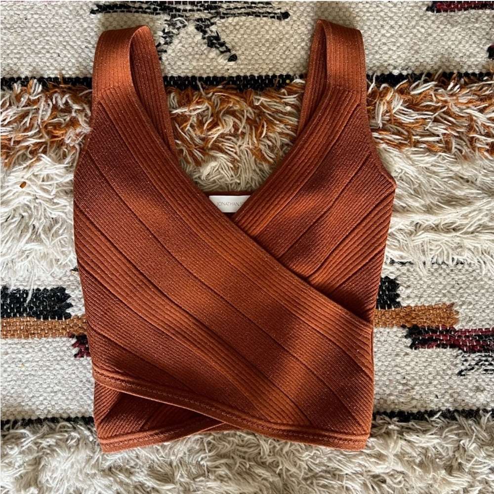 Jonathan Simkhai Red Wrap Ribbed Tank Top